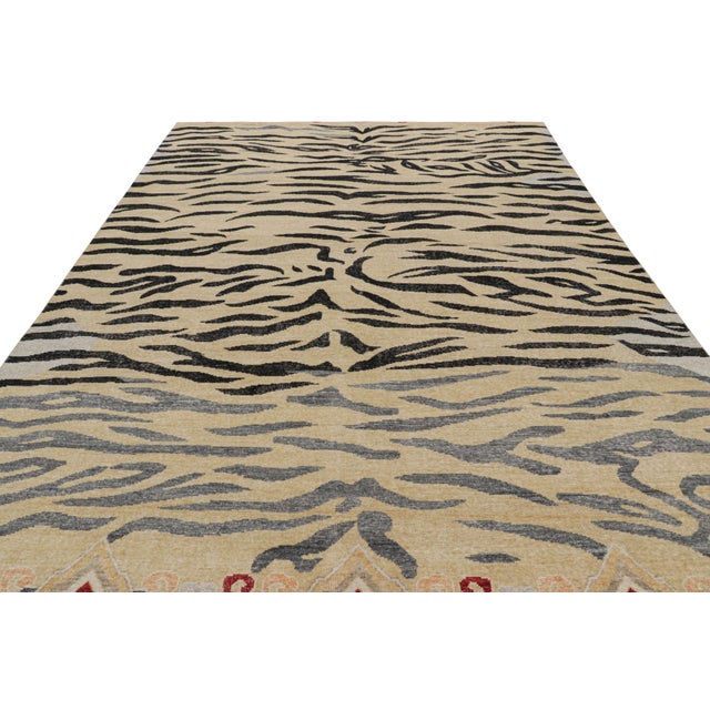 2010s Rug & Kilim’s Distressed Tiger Skin Rug in Gold, Black and Gray Tones For Sale - Image 5 of 8