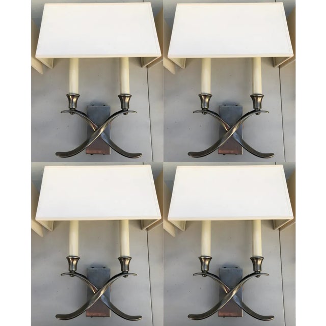 Metal Set of 4 Visual Comfort Cross Bouillotte Small Sconces in Pewter For Sale - Image 7 of 7