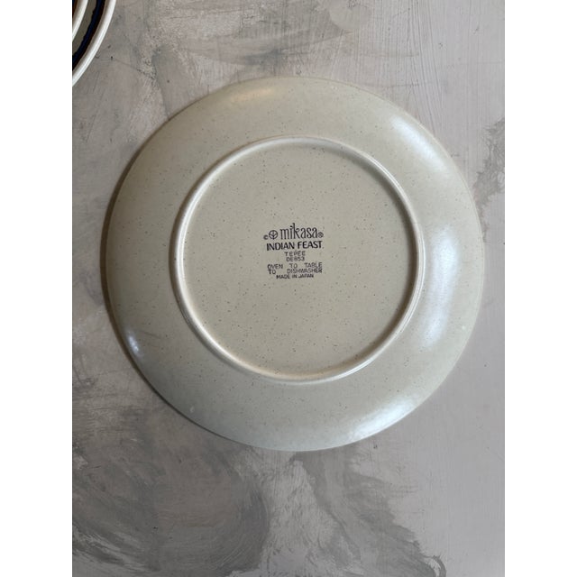 1970s Mikasa Indian Feast Teepee Dinner Plates 10.75 Inch Stoneware Japan - Set of Four (4) For Sale - Image 11 of 11
