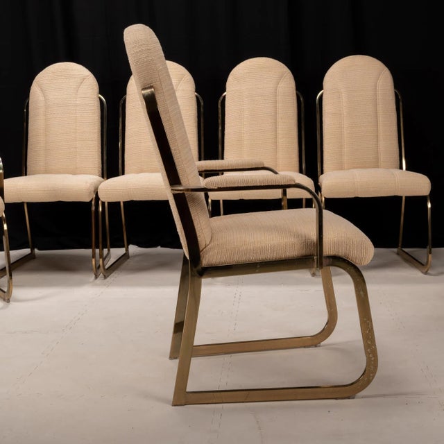 1987 Vintage Chromcraft Brass High Back Dining Chairs - Set of 6 For Sale - Image 9 of 12