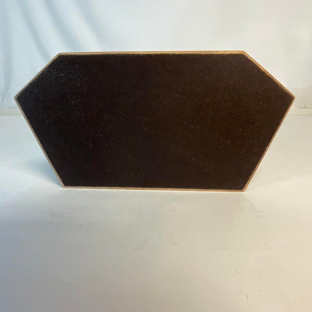 Burnt Umber 1970s Mid-Century Boho Chic Walnut & Brass Desk or Dresser Caddy Valet Tray. For Sale - Image 8 of 8