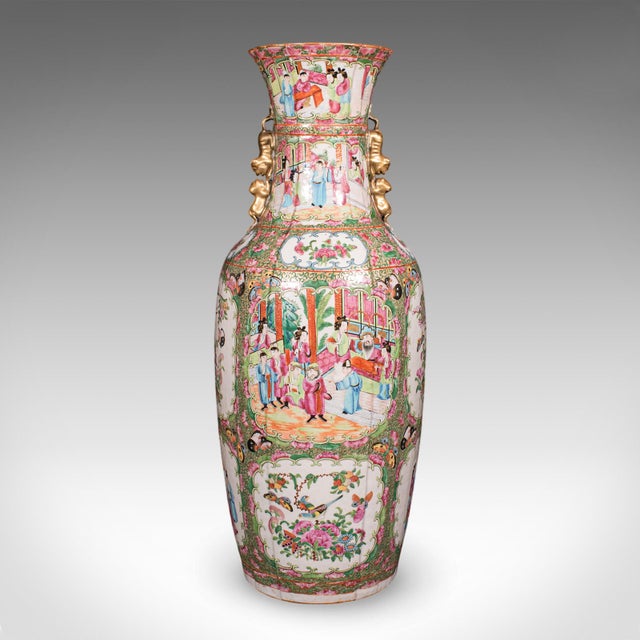 Tall Antique Famille Rose Vase, Chinese, Ceramic, Qing, Centrepiece, Victorian For Sale - Image 4 of 12