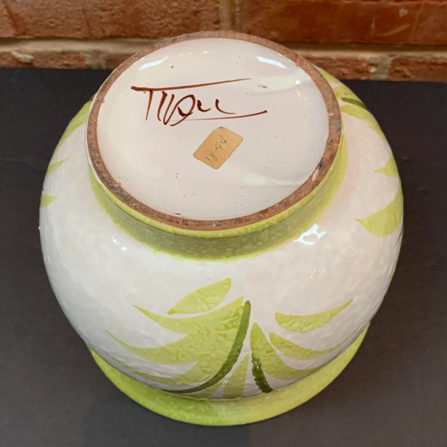 Vintage Mid-Century Italian Ceramic Yellow Flowers Planter
