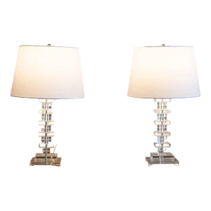 Mid-Century Acrylic Glass Table Lamps, Set of 2