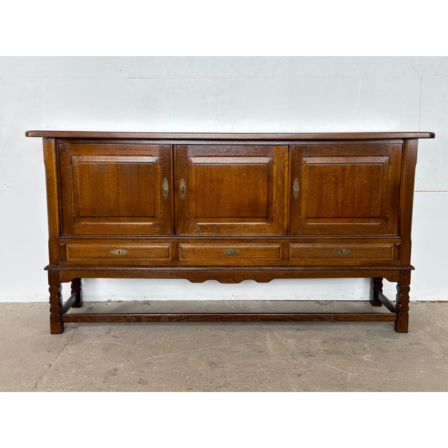 Brown Mid-Century Modern Sideboard in Dark Stained Oak by Henning Kjærnulf, 1960s For Sale - Image 8 of 8