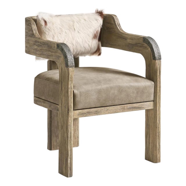 Modern Western Leather & Hide Accent Armchair For Sale