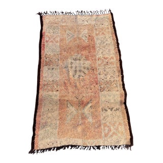 1980s Moroccan Vintage Neutral Rug - 3'5" X 6'4" Ft For Sale
