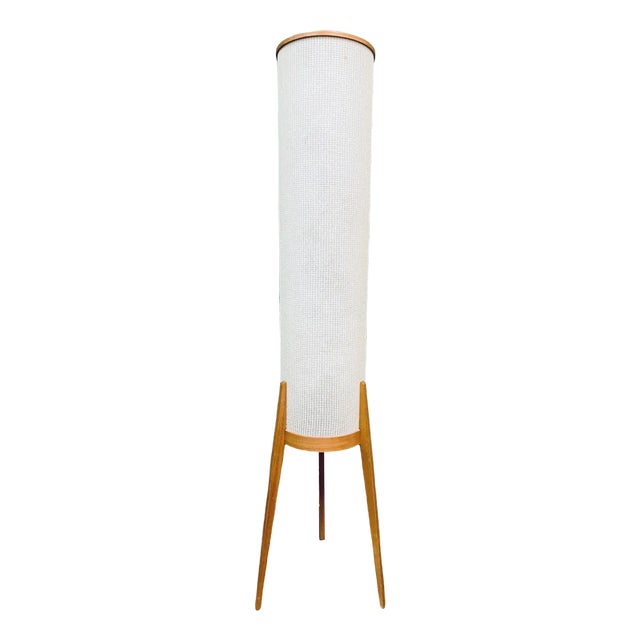 Mid-Century Teak Tripod Rocket Floor Lamp, 1950 For Sale