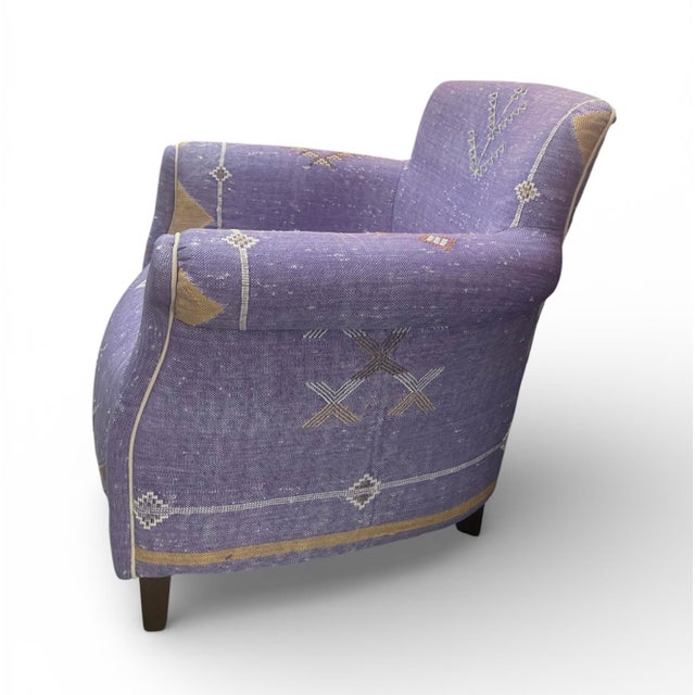 2020s Hand-Tailored Moroccan Sabra Silk Club Chair For Sale - Image 5 of 11