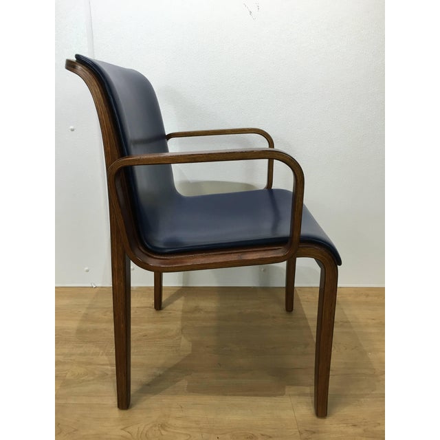 Bill Stephens for Knoll dining chair, bentwood and blue Naugahyde seats.