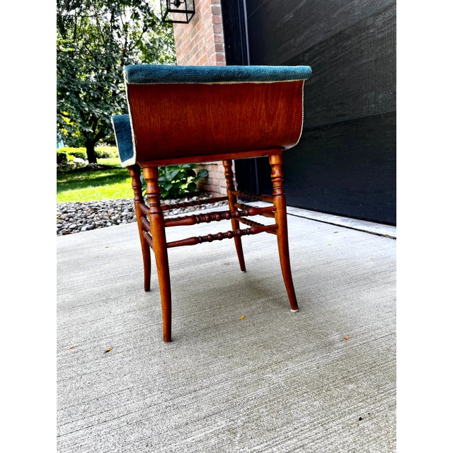 Late 19th Century Antique Scroll Bentwood Bobbin Velvet Bench Chair For Sale In Columbus - Image 6 of 11