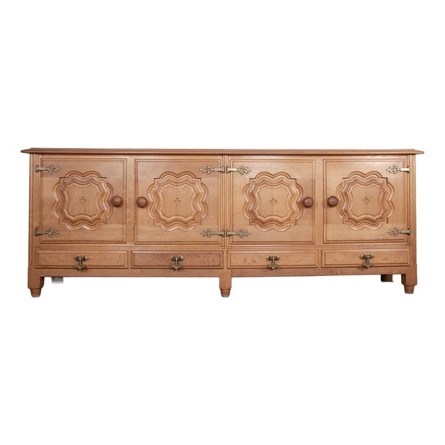 Large French Sideboard in Oak by Guillerme et Chambron for Votre Maison, 1960s For Sale