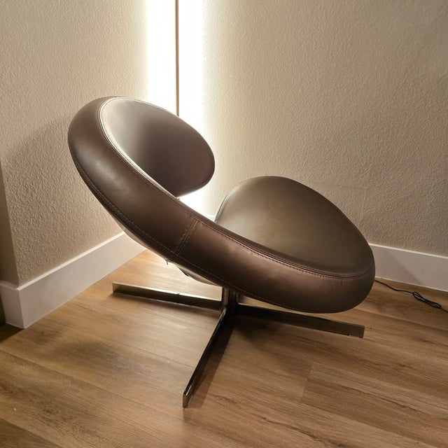 1990s 1990s Roche Bobois Nuage Swivel Leather Chair For Sale - Image 5 of 12