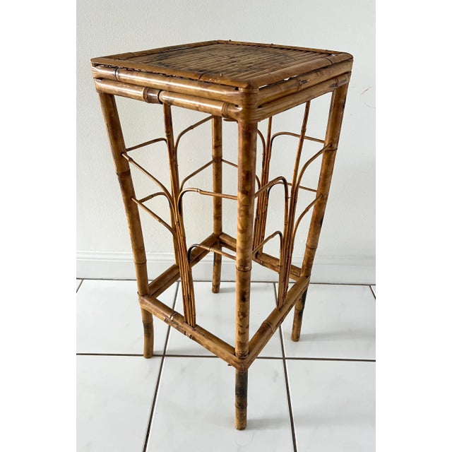 Brown Tall Tortoise Rattan Bamboo Plant Stand For Sale - Image 8 of 10