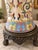 1980s Vintage Bombay Company Hand-Painted Floral Ceramic Table Lamp, Ornate Chinoiserie Style, Antique Brass Base For Sale - Image 5 of 12