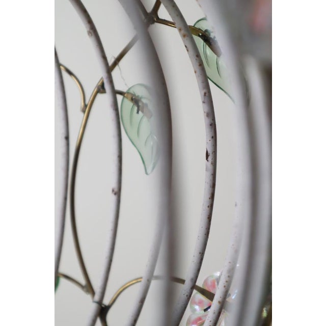 Mid-Century Modern Birdcage Hanging Lamp with Iridescent Flowers, 1950s For Sale - Image 6 of 18