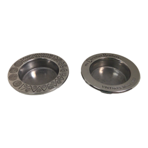 Vintage RWP Christian Brothers and Armetale Reggea Pewter Wine Bottle Coasters- A Pair