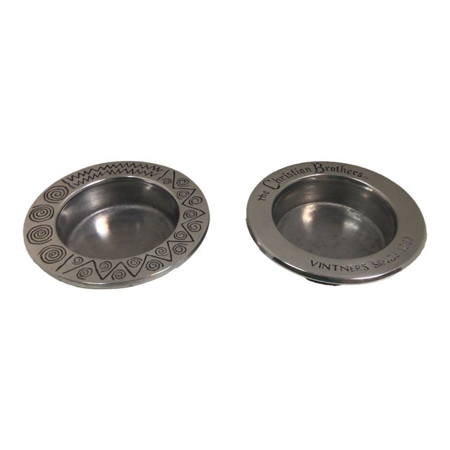 Wine Bottle Coasters RWP Christian Brothers and Armetale Reggea Pewter - A Pair For Sale