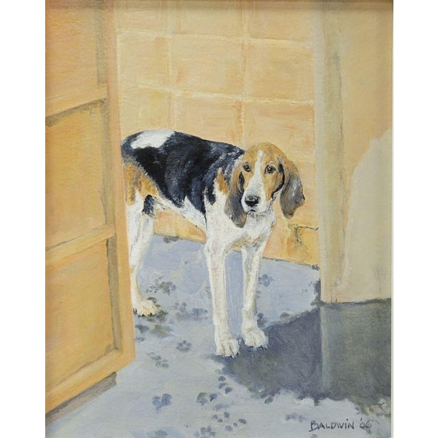 From the artist's private collection is this framed original oil on board painting of a Penn-Marydel foxhound, titled "Are...