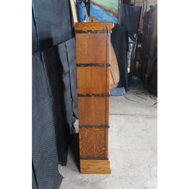 Antique Globe Wernicke Quartersawn Oak Mission Stacking Barrister Bookcase 58" For Sale - Image 12 of 12