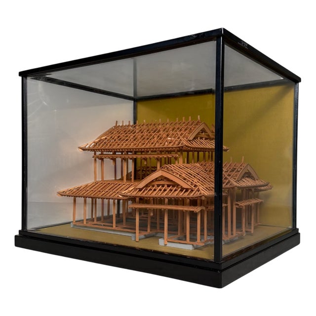 Japanese Architectural Scale Model in Glass Display Case, 1950s For Sale