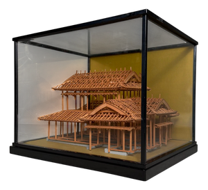 Japanese Architectural Scale Model in Glass Display Case, 1950s
