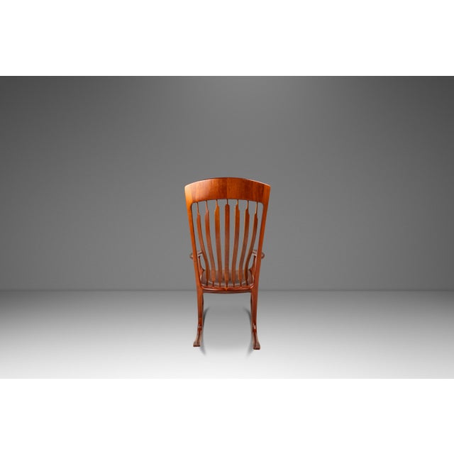 Wood Studio Craft Sculptural Rocking Chair in Solid Cherry Wood Attributed to Hal Taylor After Sam Maloof and James Krenov, Usa, C. 1980's For Sale - Image 7 of 18