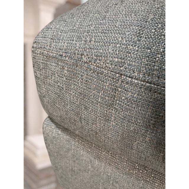 2020s C. R. Laine Studio Ottoman 1444-17 Upholstered in a Soft, Neutral Toned Thibaut Everly Spa Blue Fabric For Sale - Image 5 of 16
