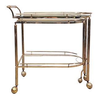 Brass Folding Bar Cart For Sale