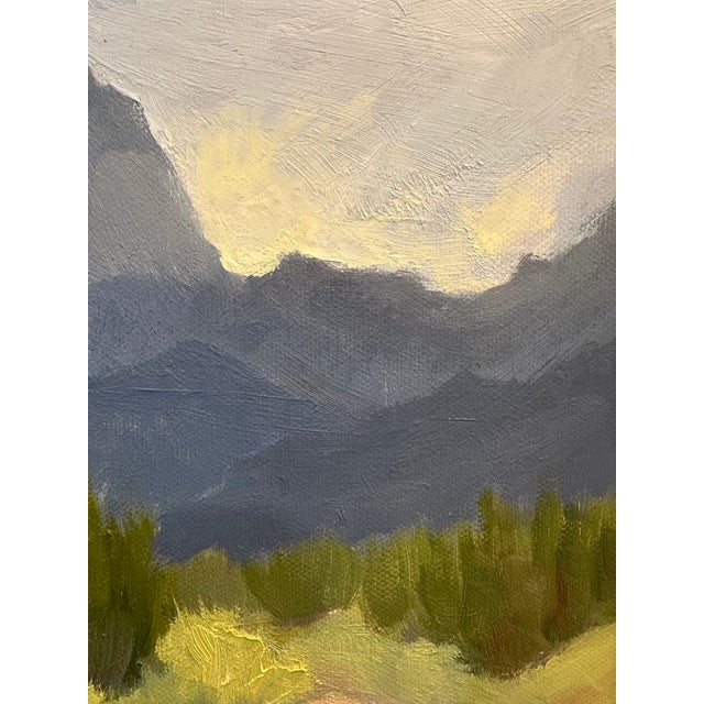 Cornflower Blue Vintage Signed Framed High Desert Plein Air Landscape Oil Painting For Sale - Image 8 of 16
