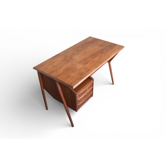 Mid-Century Modern Mid 20th Century Atomic Danish Modern Teak Desk Attributed to Tibergaard For Sale - Image 3 of 13