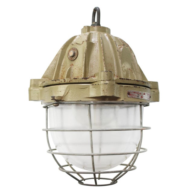 Vintage French Industrial Cast Iron Pendant Lamp by Mapelec Amiens, 1977 For Sale - Image 6 of 6