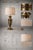 Vintage Transitional Urn Table Lamp in Antique Brass With Pierced Metal Frieze & Linen Drum Shade — 27” - a Pair For Sale - Image 4 of 9