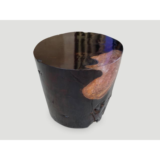 Andrianna Shamaris Organic Cracked Resin and Teak Wood Side Table For Sale - Image 18 of 18