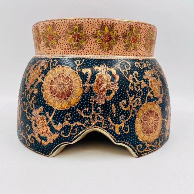 Vintage Chinoiserie Ceramic Satsuma Vase Stand, Ginger Jar Pedestal, Base, or Riser For Sale - Image 9 of 13