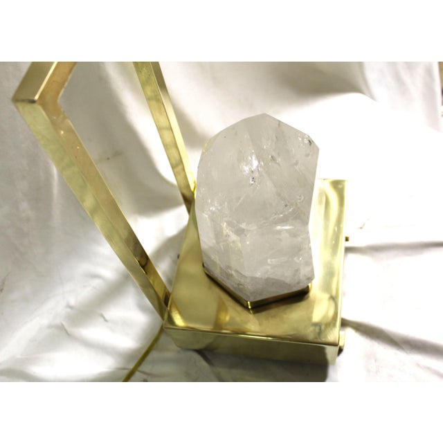 Mid-Century/Modern Rock Crystal Lamp Hi-polished Brass . LED base For Sale - Image 18 of 18