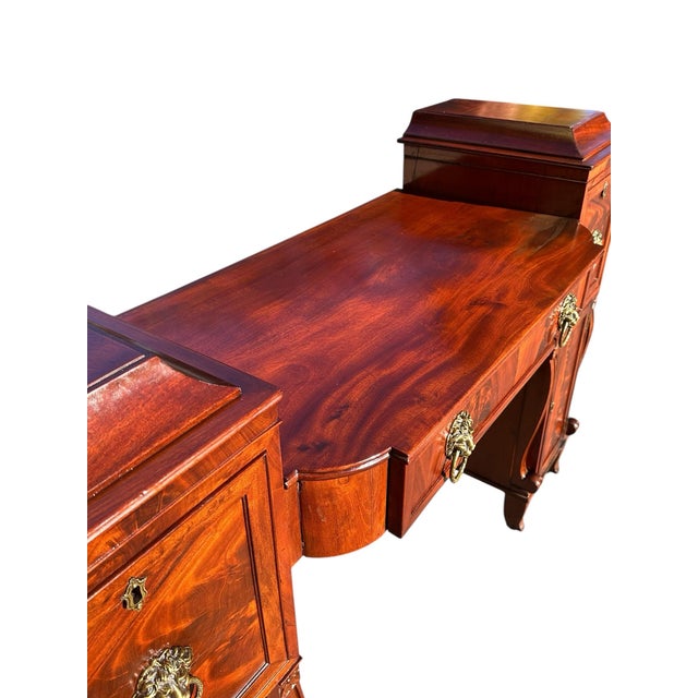 Metal Antique Federal Mahogany Mid Atlantic Dining Server Zinc Lined Bottle Drawer For Sale - Image 7 of 12