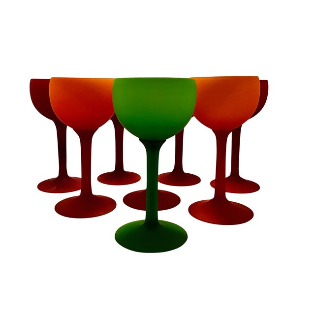 1950s 1950s Murano Satinato Goblets - Set of 8 - Attributed to Carlo Moretti For Sale - Image 5 of 8