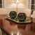 Late 20th Century Vintage Black Glass Globe Candle Holders Pair-Green Polka Dot-Mid Century Modern For Sale - Image 5 of 8