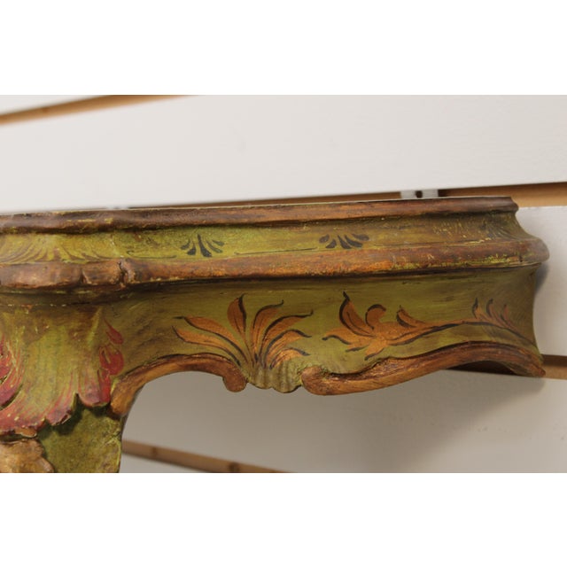 Vintage Venetian Paint Decorated Hanging Wall Shelf For Sale In Philadelphia - Image 6 of 12