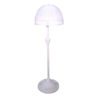 Antique Early 20th Century White Wicker Floor Lamp For Sale