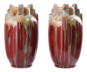 Art Deco Sculptural Glazed Ceramic Vases, Belgium, 1930s, Set of 2