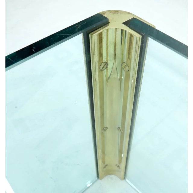 Metal Mid-Century Modern Square Glass and Brass Coffee Table For Sale - Image 7 of 10