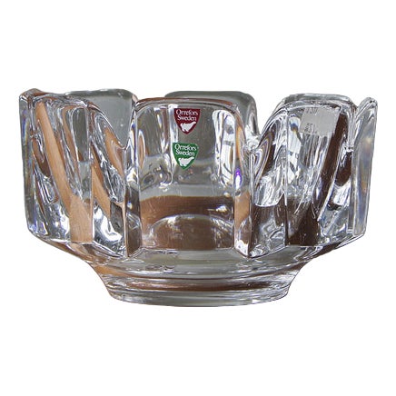 Crystal Corona Bowl by Lars Hellsten for Orrefors For Sale