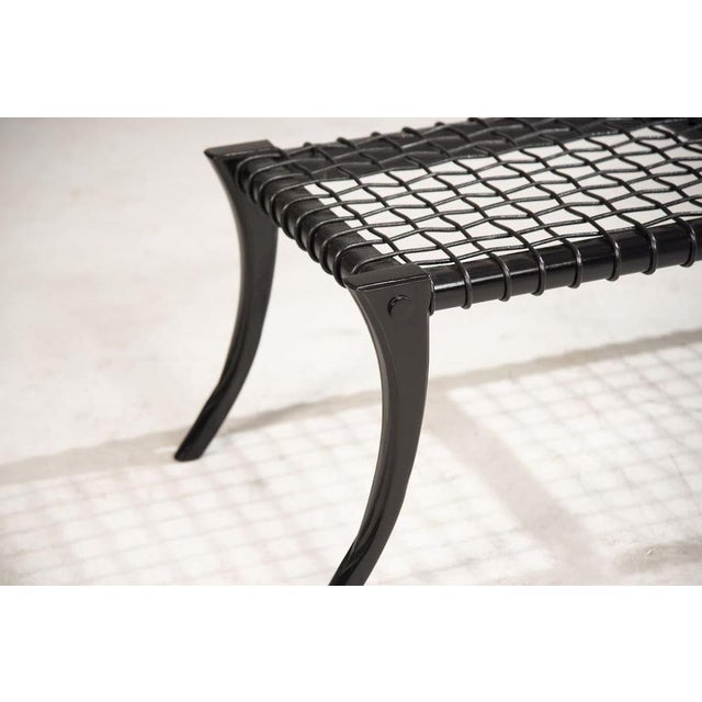 Klismos Bench in Black Wood with Woven Leather from Pescetta For Sale - Image 4 of 11