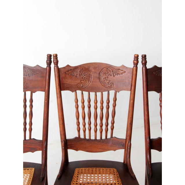 Antique Press Back Dining Chairs Set of 4 For Sale - Image 6 of 16