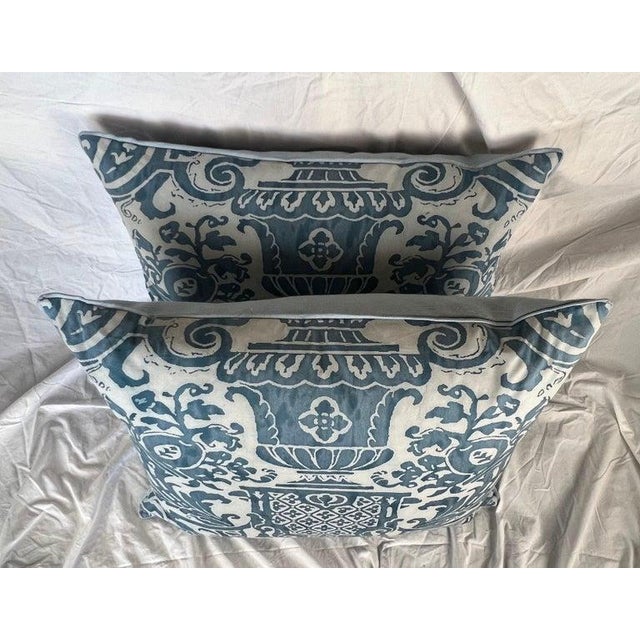 Custom Fortuny Pillows in Carnavalet Pattern, Blue & White For Sale - Image 9 of 9