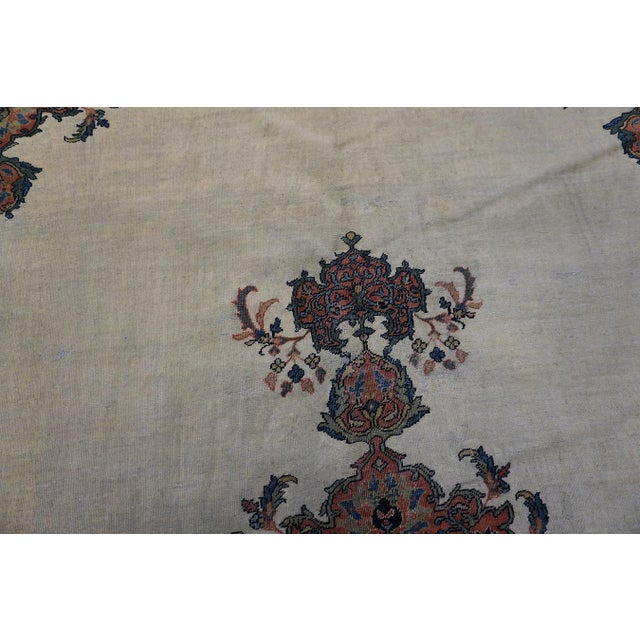 Splendid Ivory and Light Pink With Medallion Design Antique Farahan Rug For Sale - Image 10 of 12
