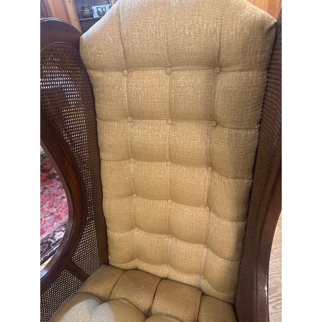 Mid-Century Modern Vintage MCM Lewittes Cane Wingback For Sale - Image 3 of 12