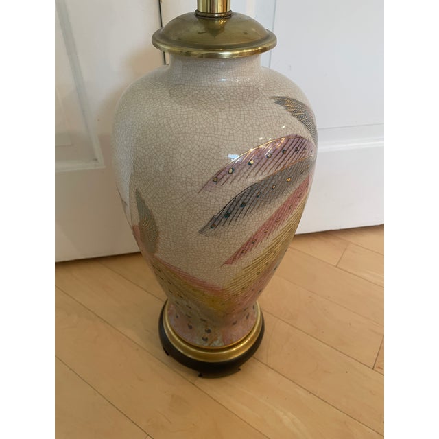 Vintage Frederick Cooper Hand-Painted Porcelain Peacock Lamp - Chinoiserie For Sale - Image 12 of 12